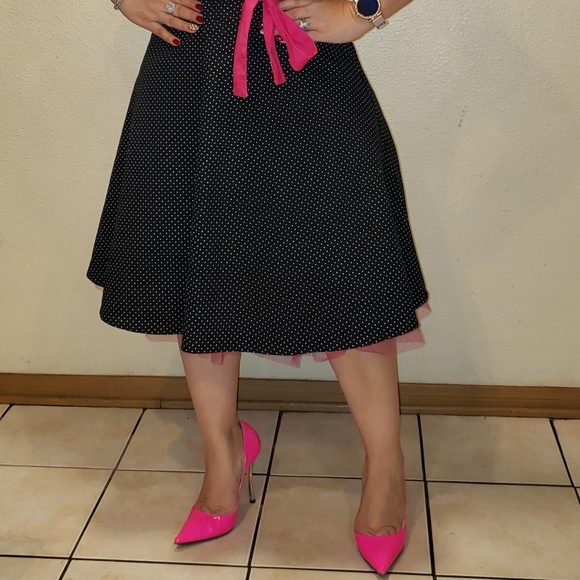 WINDSOR 50's dress Pink Polka Dot Black and white - Picture 3 of 8